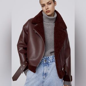 NWT ZARA DOUBLE-FACED FAUX LEATHER JACKET SIZE L 6318/232/681